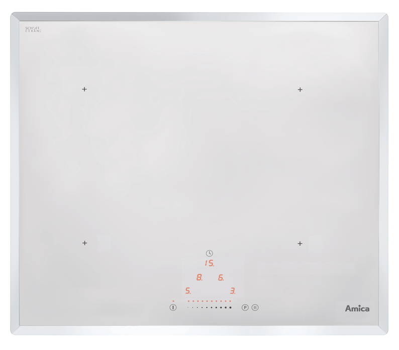 White openzone induction hob joins intelligent cooking from Amica